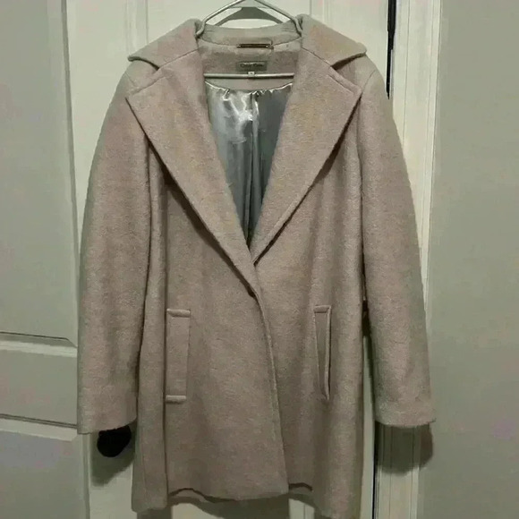 Calvin Klein Premium size XL light pink Pea Coat wool poly blend - Picture 1 of 11